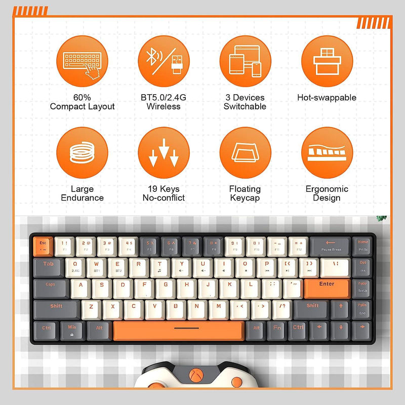 Teclado gamer mecânico 60% sem fio - DigitalDreams - Sua Loja dos Sonhos!