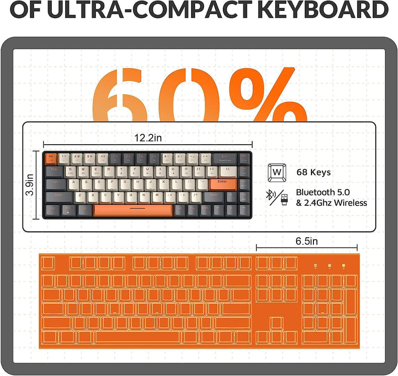 Teclado gamer mecânico 60% sem fio - DigitalDreams - Sua Loja dos Sonhos!